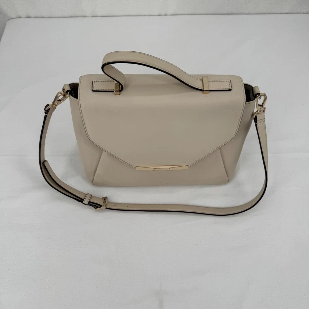 Kate Spade New York Camden Way Palermo Leather Satchel Handbag Beige Leather Bag